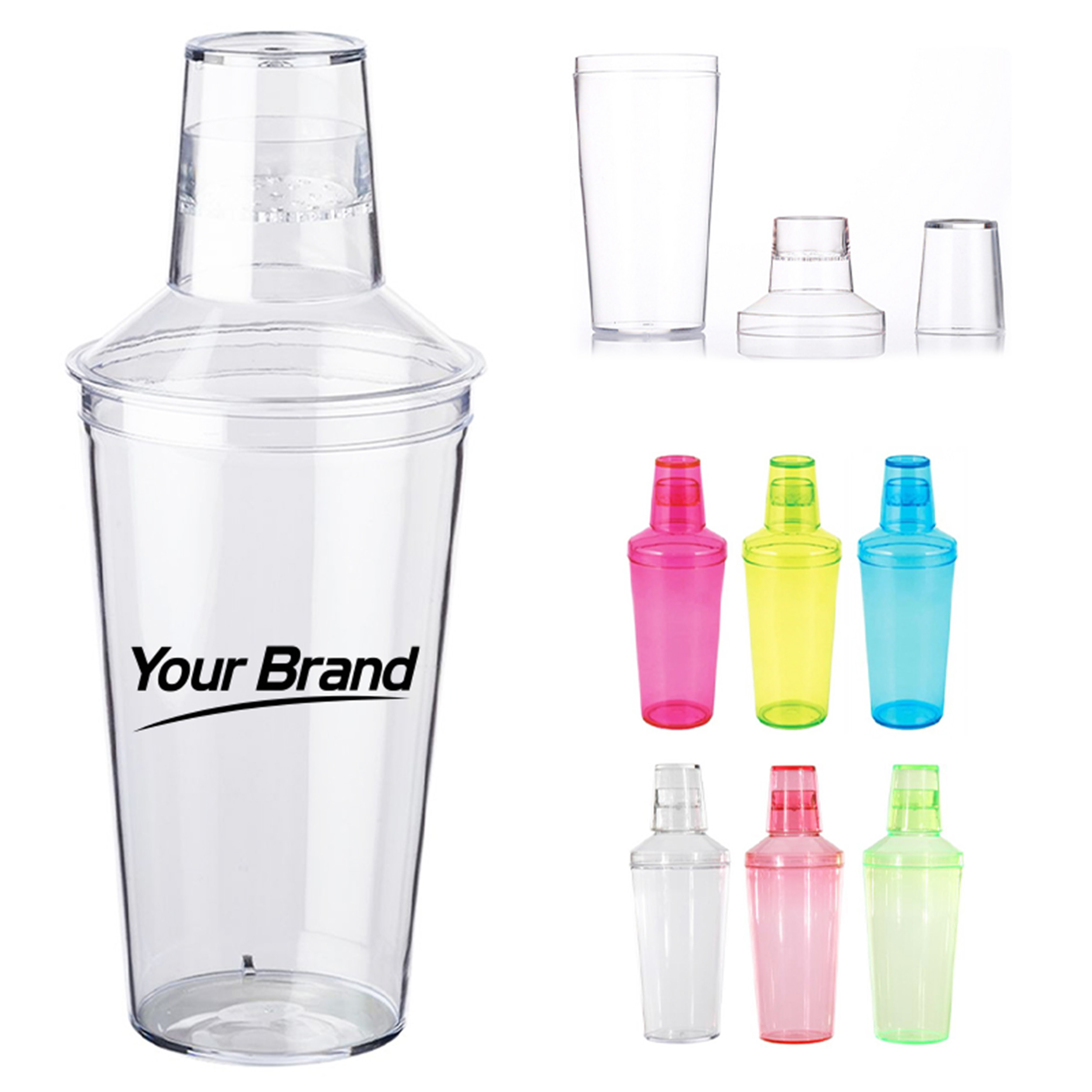 12 oz. Color Plastic Cocktail Shaker w/ Lid and Custom Logo