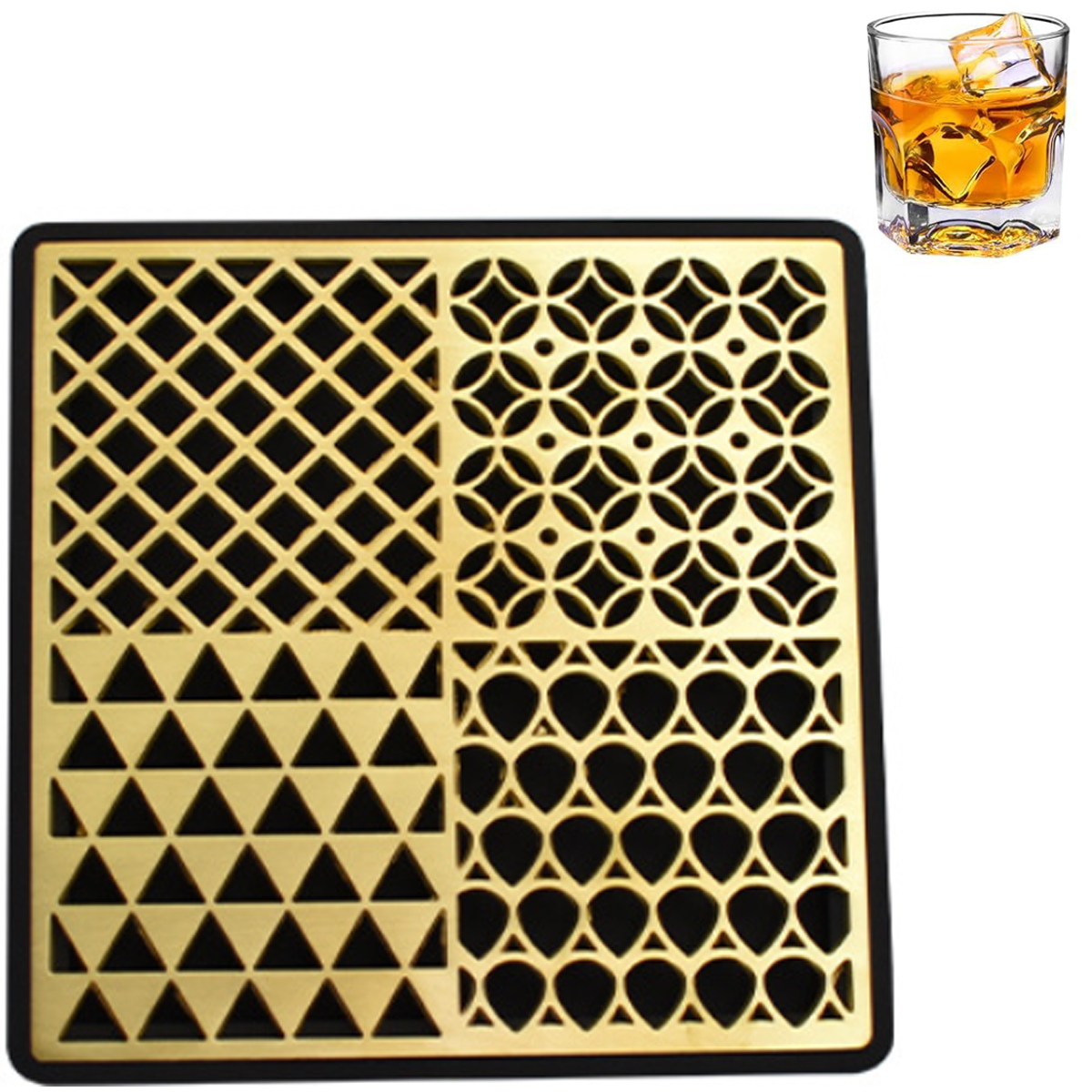 Luxury Ice Cube Mold Set w/ PVC Mat for Whiskey & Cocktails