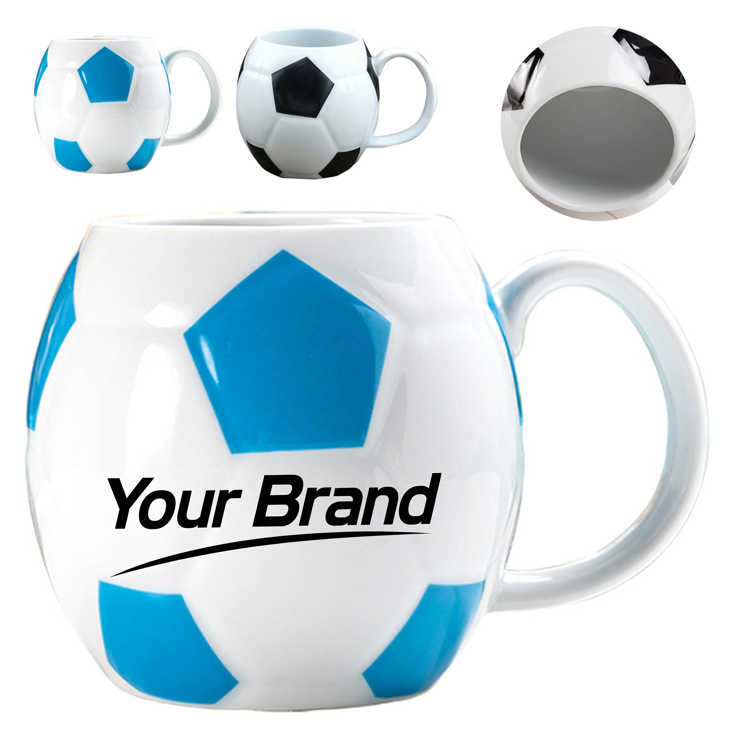 13.5 oz. Soccer Ball Ceramic Mug for Sports Promotions