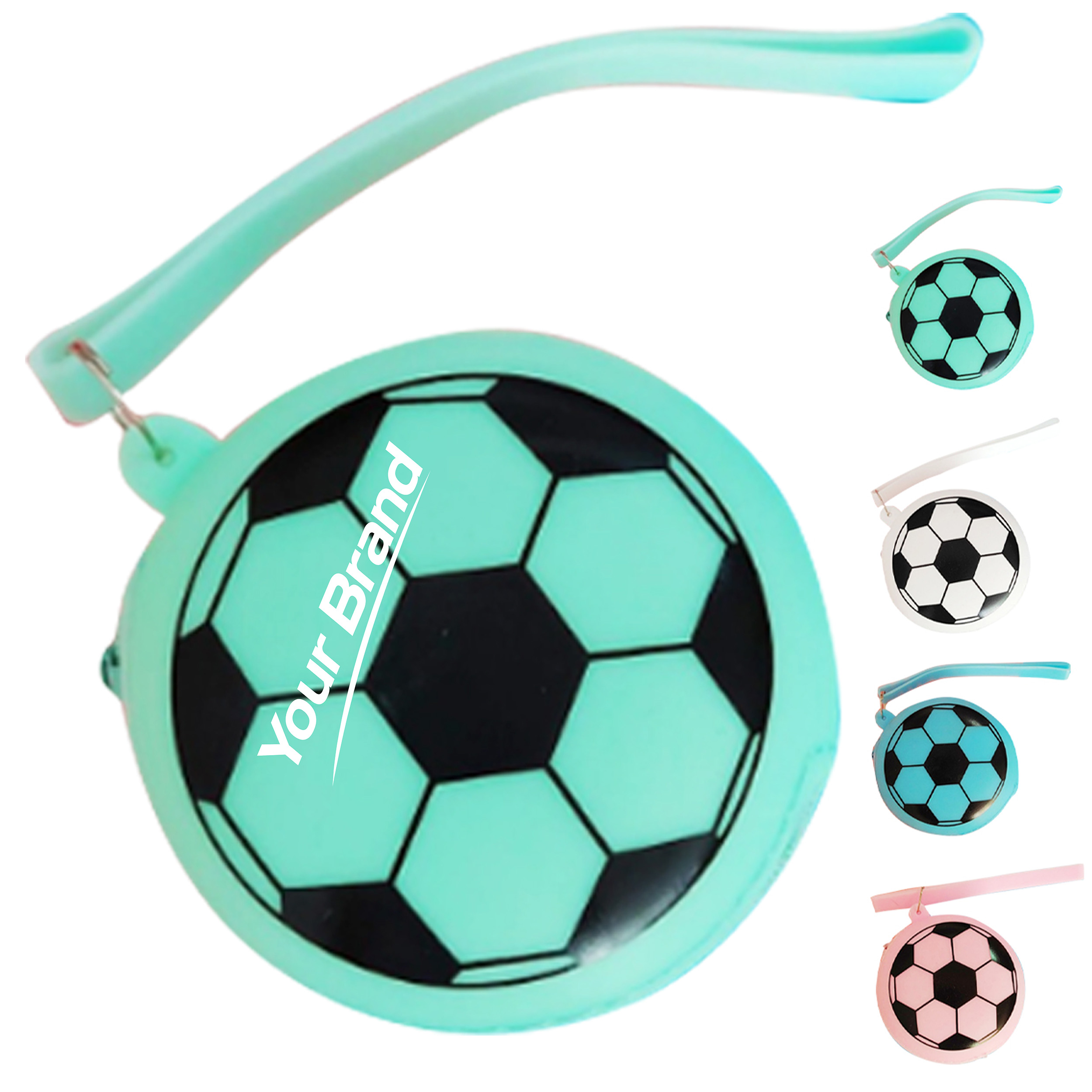 Soccer Ball Silicone Coin Purse with Zipper and Strap