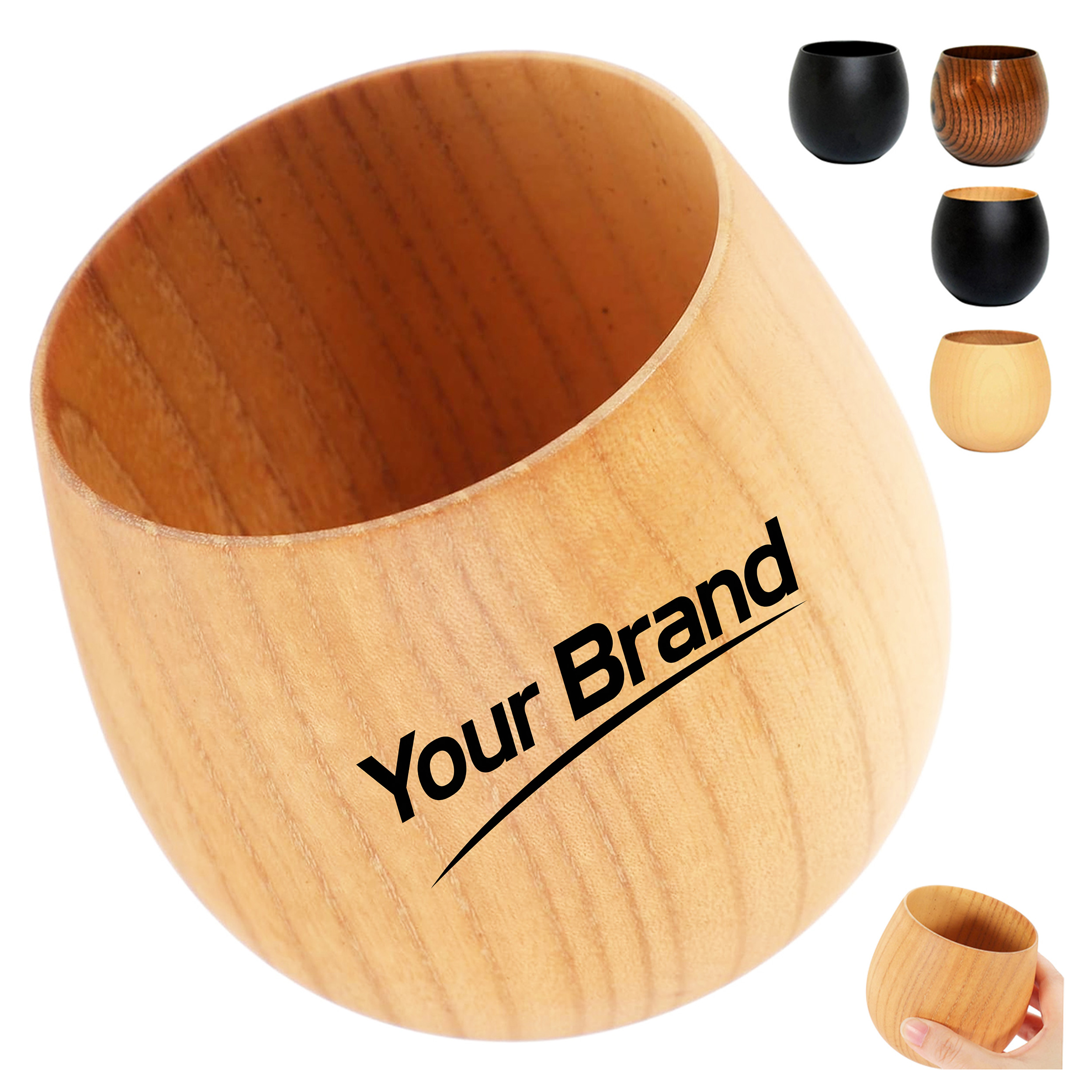 8oz. Wooden Drinking Cup Natural Wood Tumbler for Daily Use