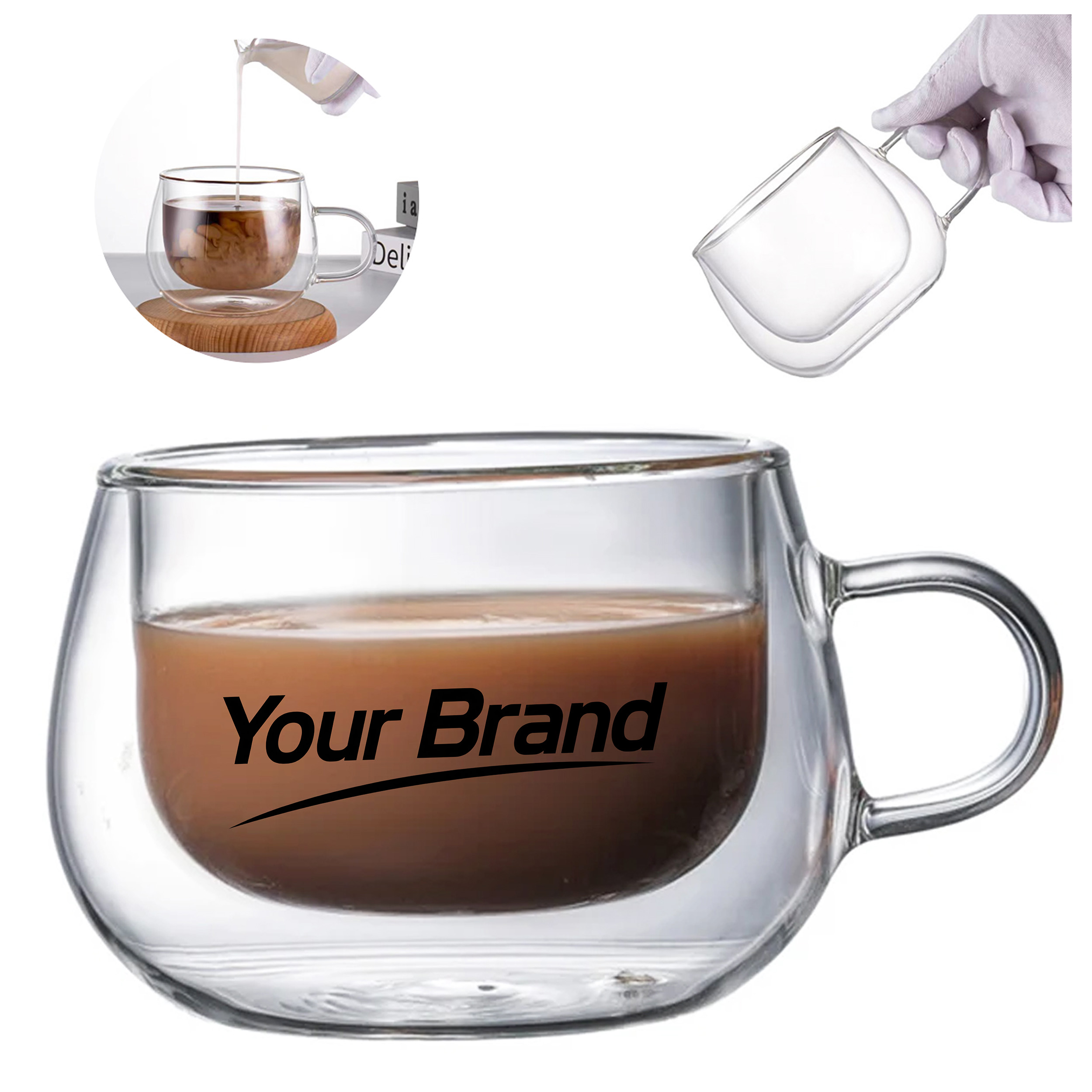 10oz. Double Wall Borosilicate Glass Coffee Mug