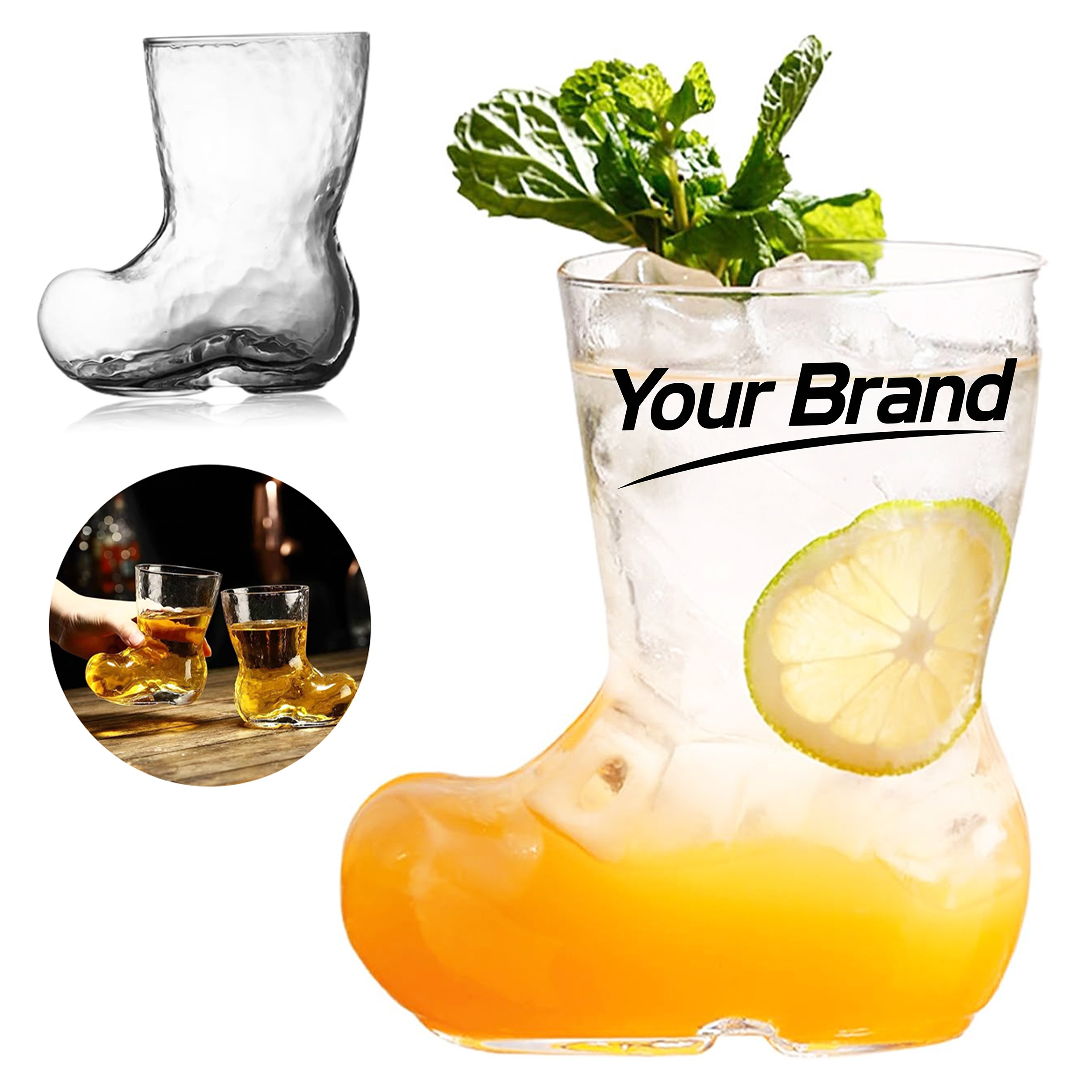 12oz. Boot Shaped Glass Cocktail Mug