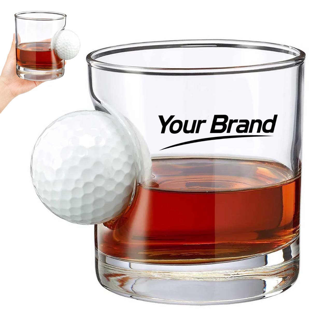 12oz. Golf Ball Embedded Glass Cup Creative Drinkware