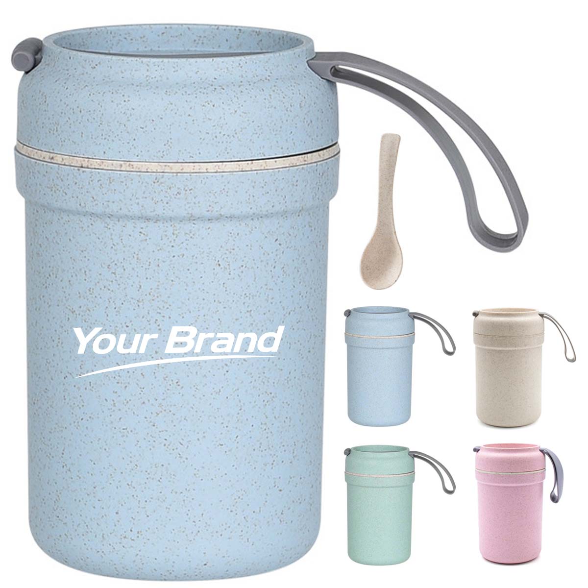 12oz. Eco Wheat Straw Insulated Breakfast Cup w/ Lid Handle