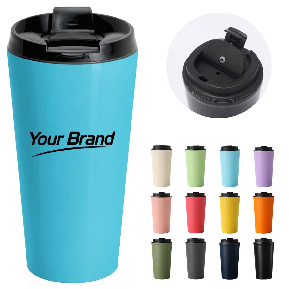 17oz. Stainless Steel Travel Tumbler w/ Lid for Office & Car