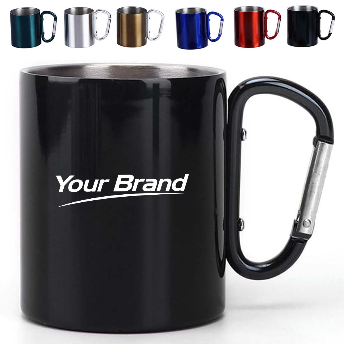 10oz. Double Wall Stainless Steel Carabiner Mug for Camping