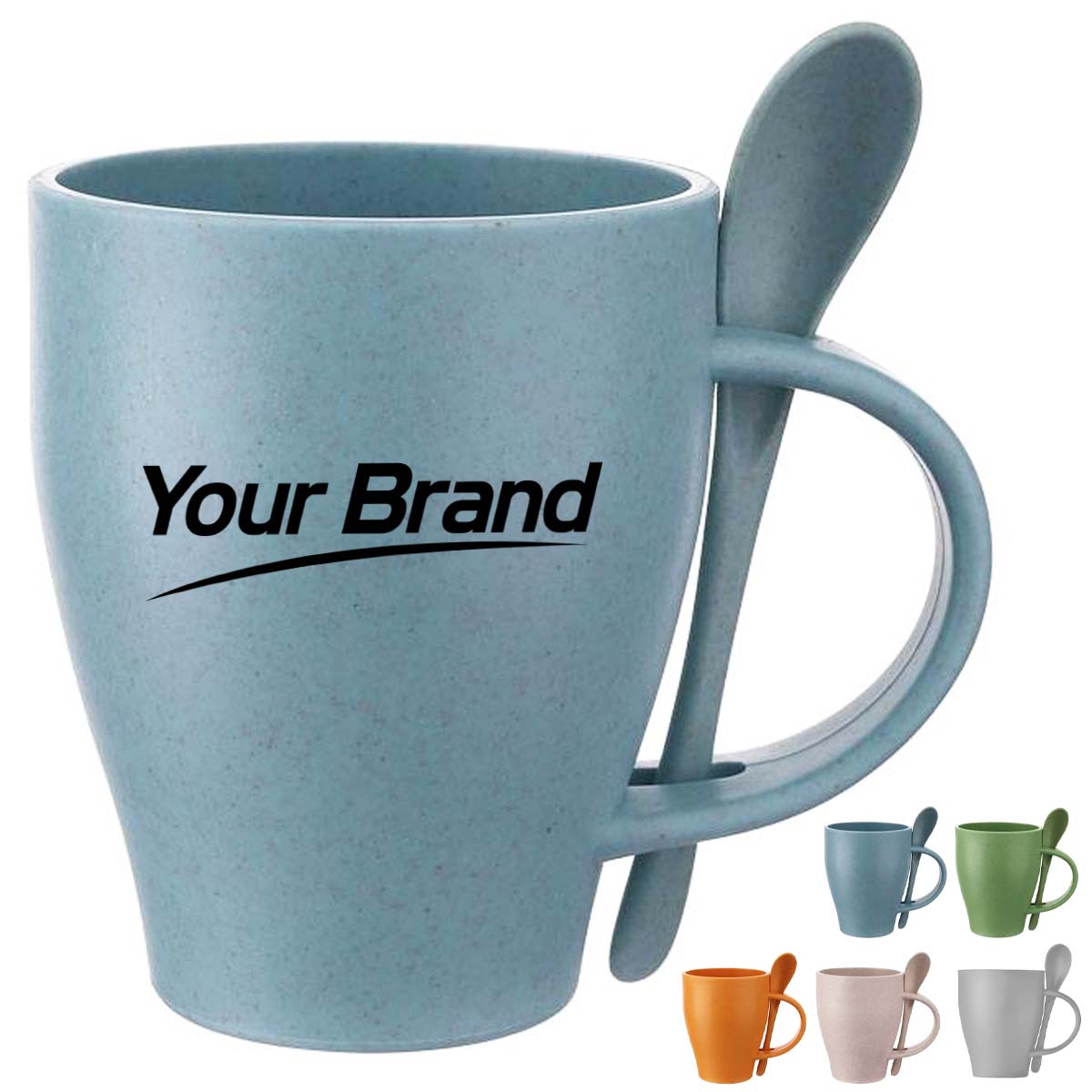 12oz. Wheat Straw Coffee Mug with Spoon and Handle