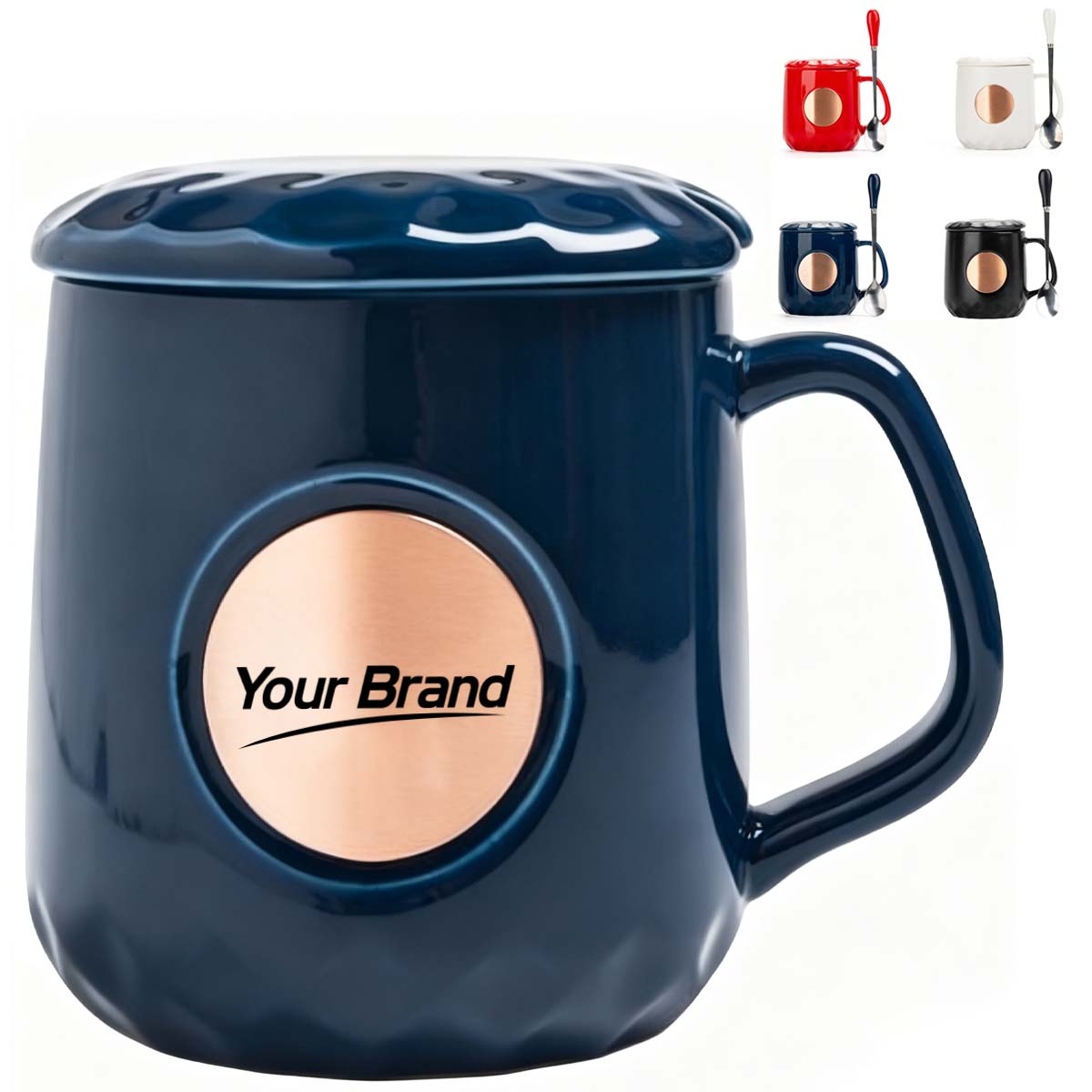 11 oz. Corporate Ceramic Mug with Metallic Logo Plaque
