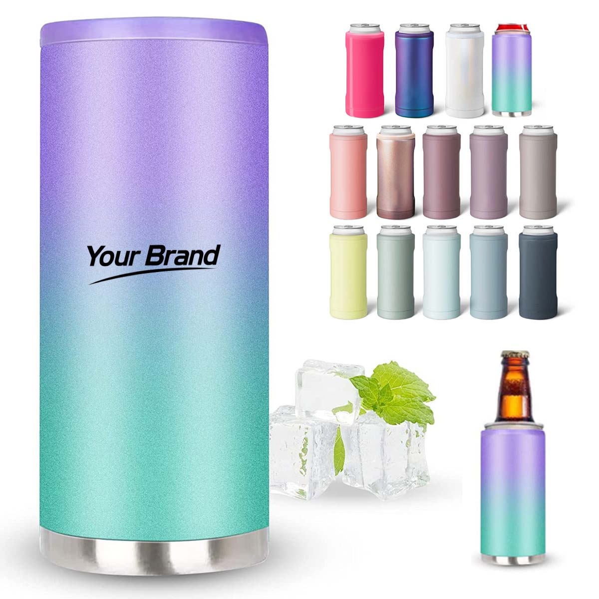 12oz. Insulated Can and Bottle Cooler Stainless Steel
