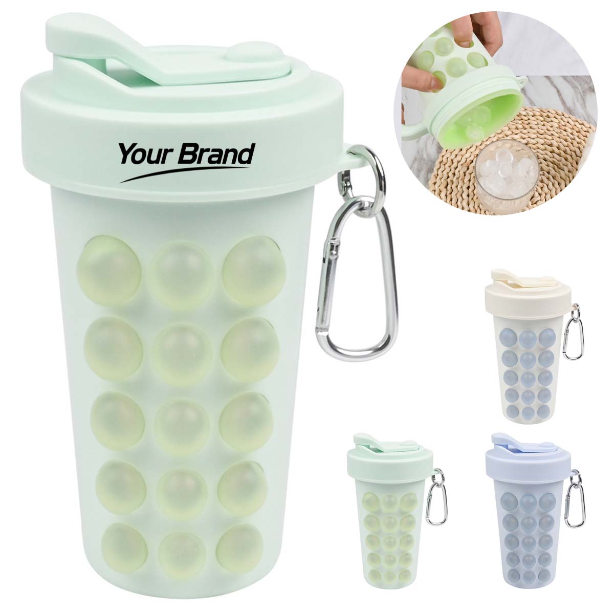 Silicone Ice Mold Tumbler with Straw & Stainless Steel Liner