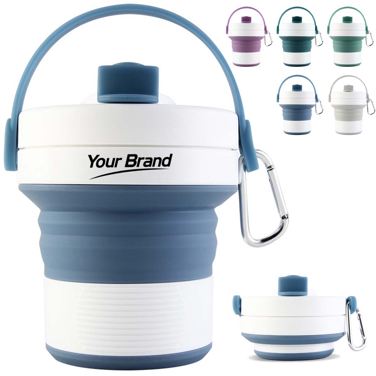 15oz. Collapsible Travel Water Bottle with Handle and Clip