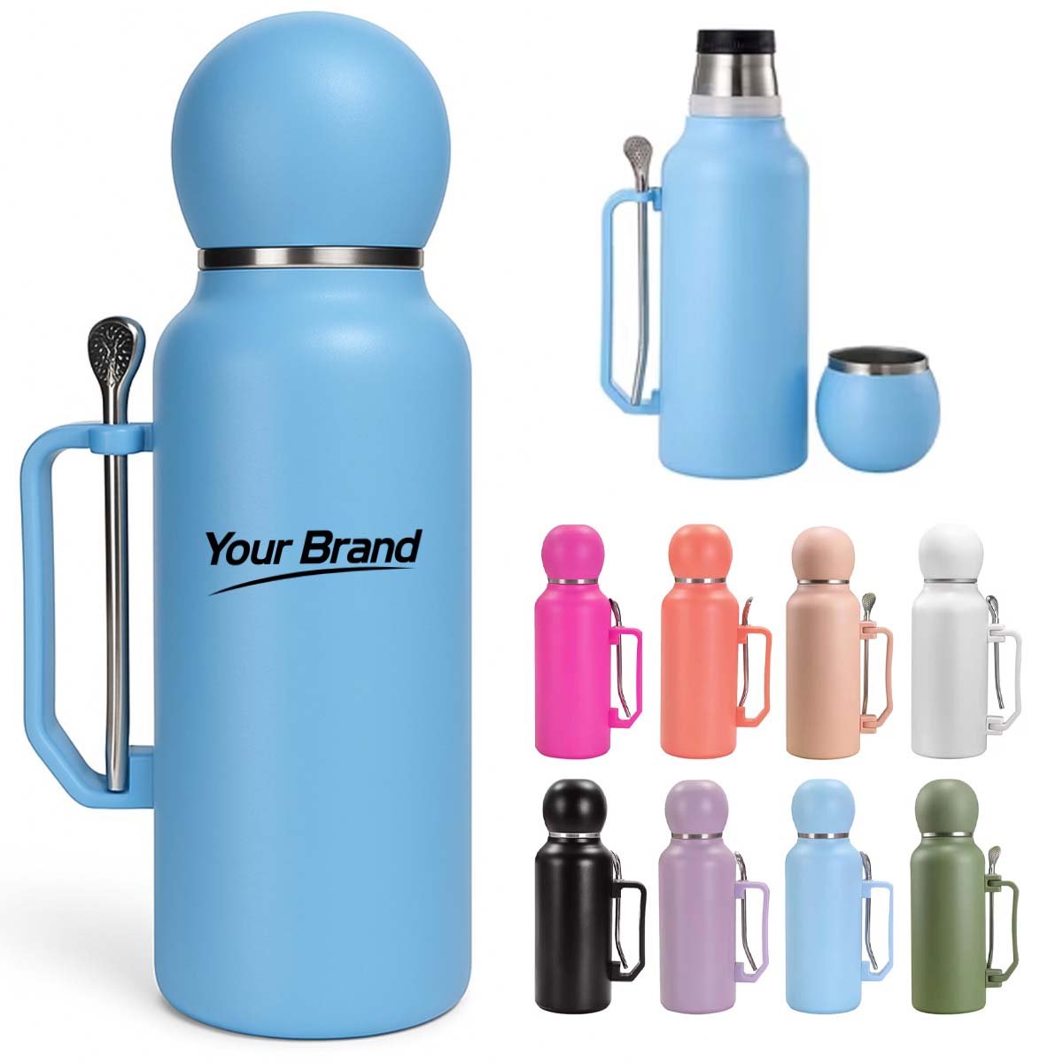 44oz. Stainless Steel Insulated Bottle w/ Mate Cup & Straw