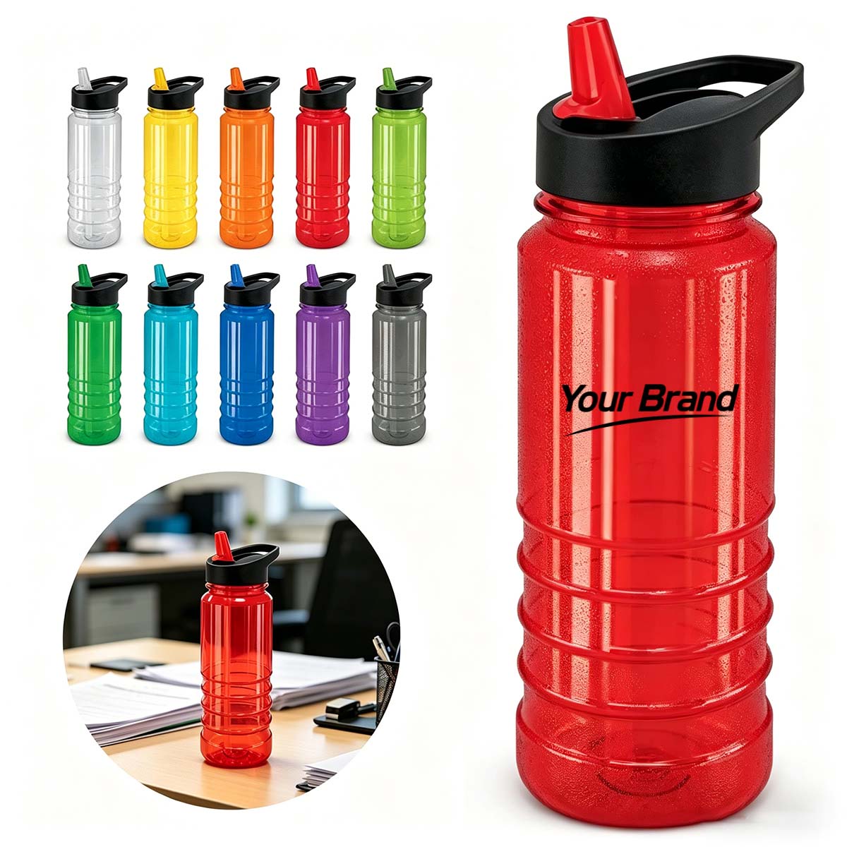 13oz Reusable Sports Water Bottle With Flip Straw Lid
