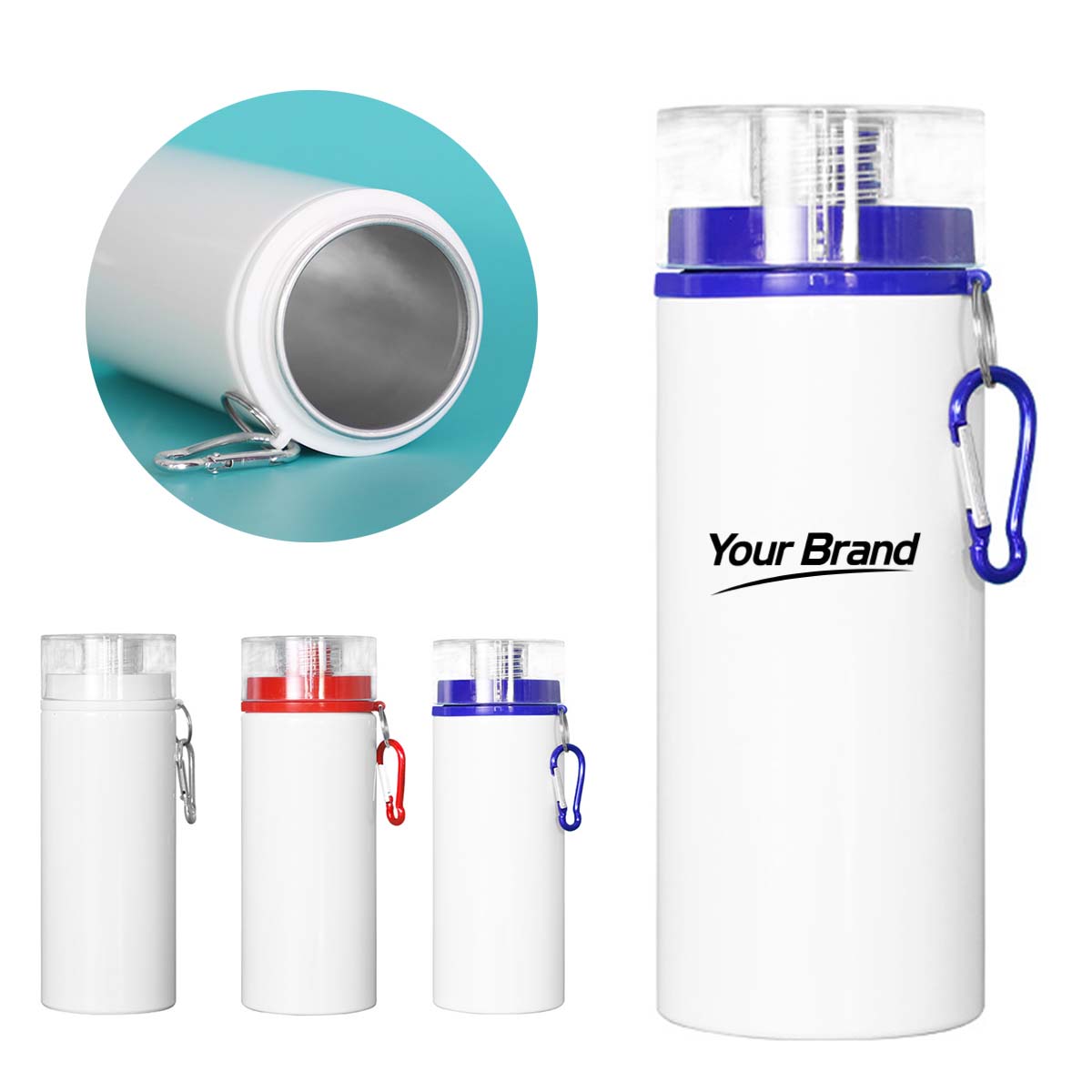 25oz Portable Stainless Steel Travel Tumbler With Carabiner Lid