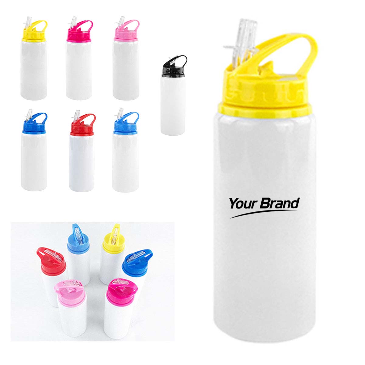 20oz Aluminum Sports Water Bottle With Straw Lid