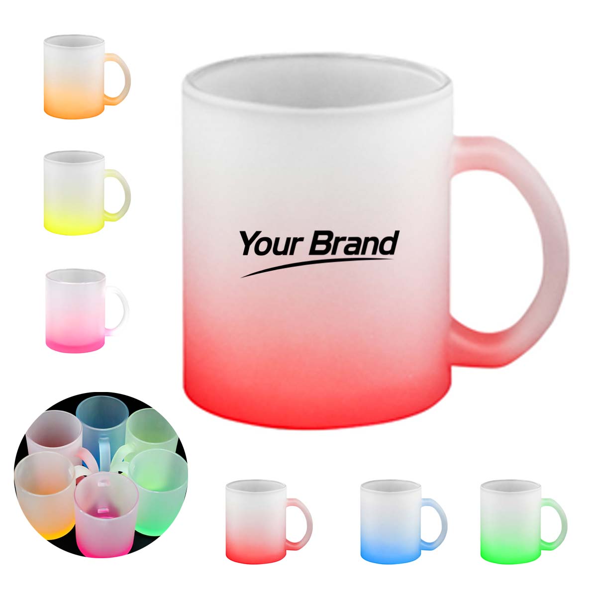 11oz Frosted Gradient Glass Coffee Mug With Color Base