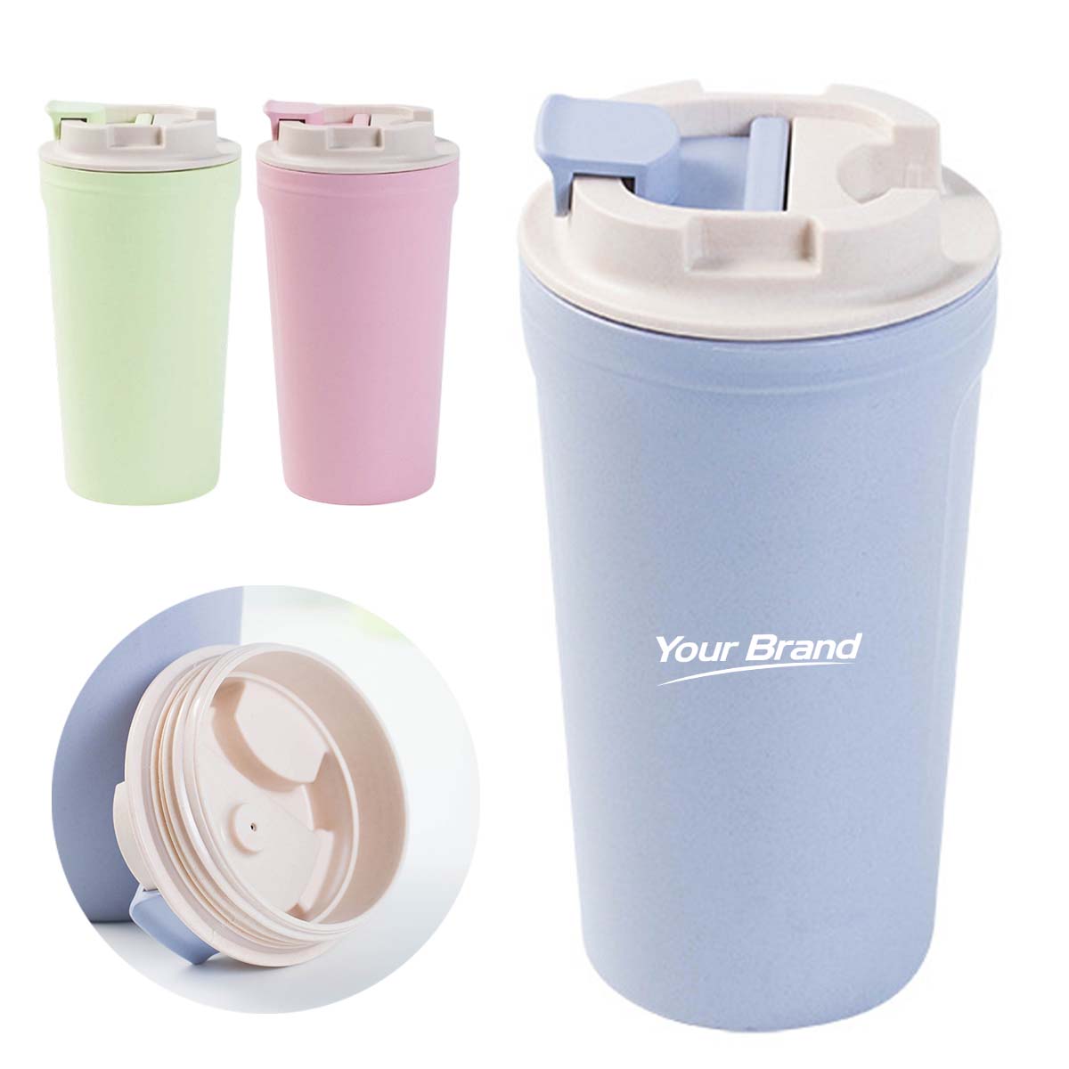 14oz Eco Friendly Wheat Straw Travel Coffee Tumbler