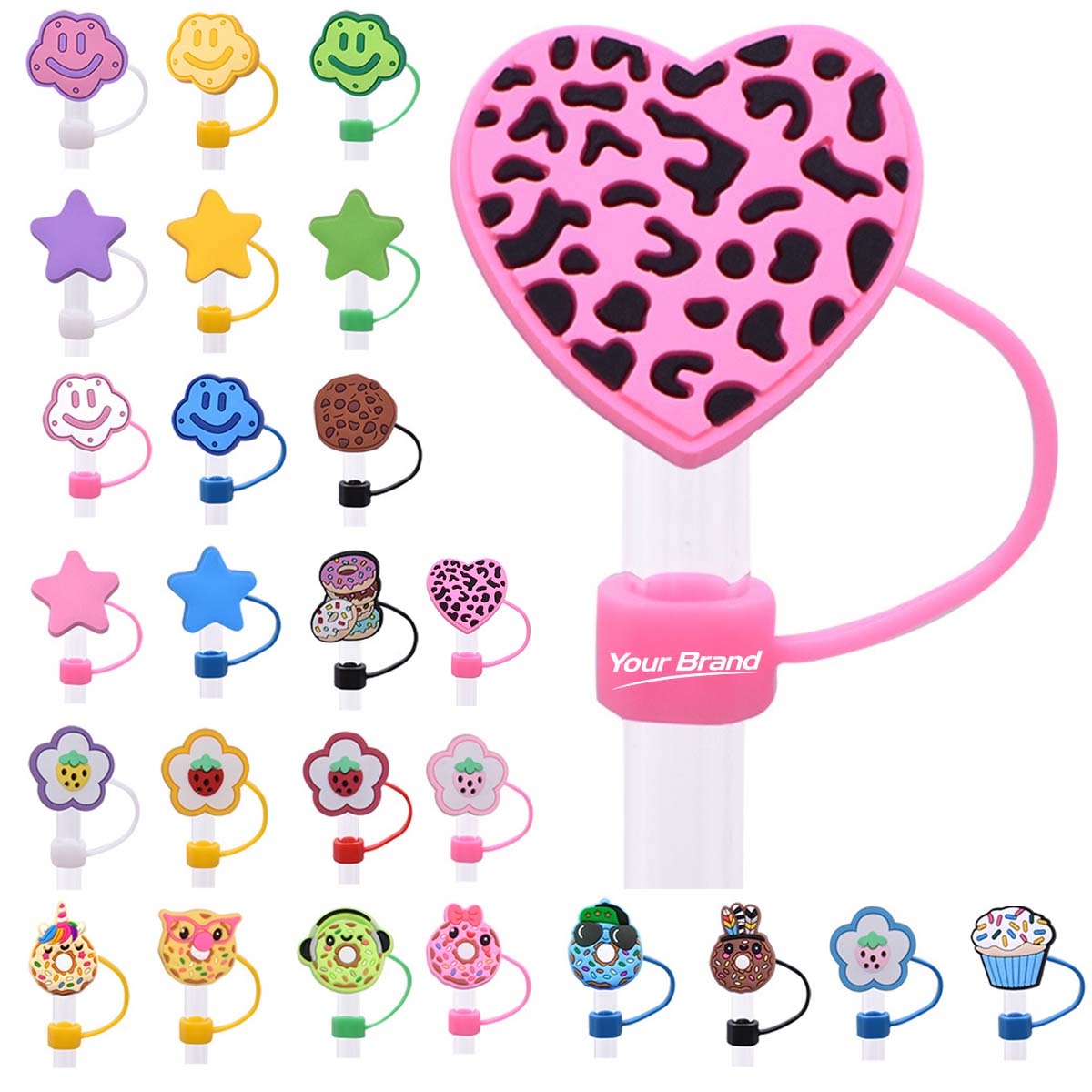 Cute Silicone Straw Topper Charms Set