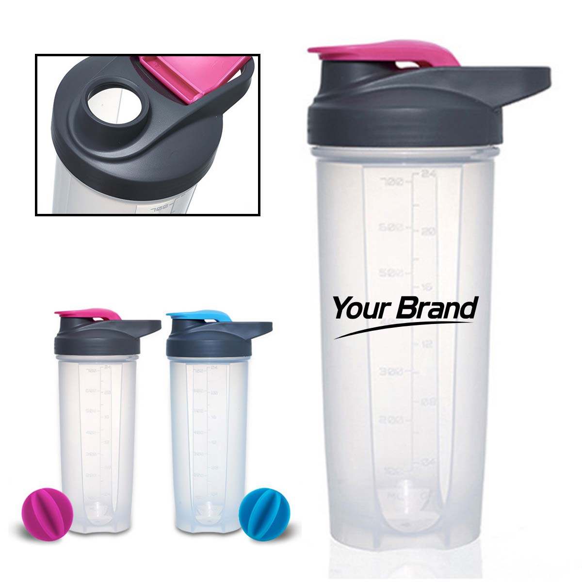 20oz Portable Protein Shaker Bottle With Mixing Ball