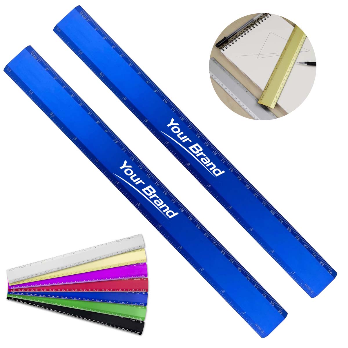 Aluminum Dual Scale Ruler 12-inch/30cm with Custom Logo