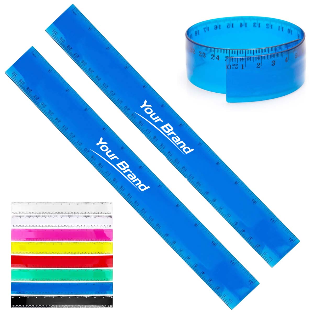 12-inch/30cm Colorful Flexible Dual Scale Ruler