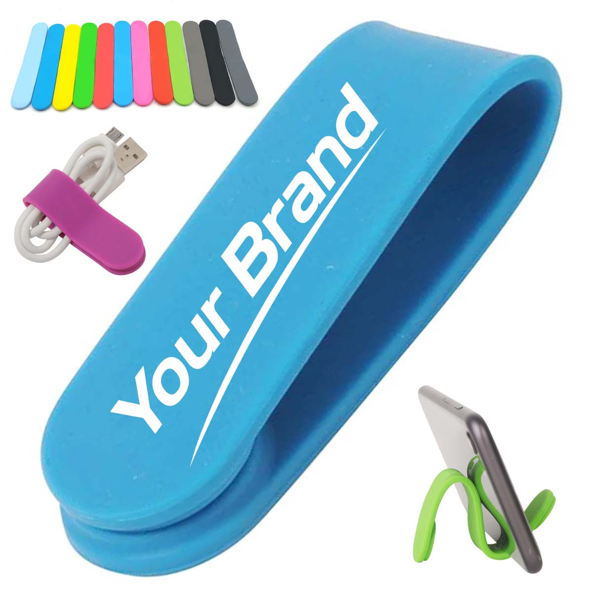 Silicone Magnetic Cable Organizer and Phone Stand