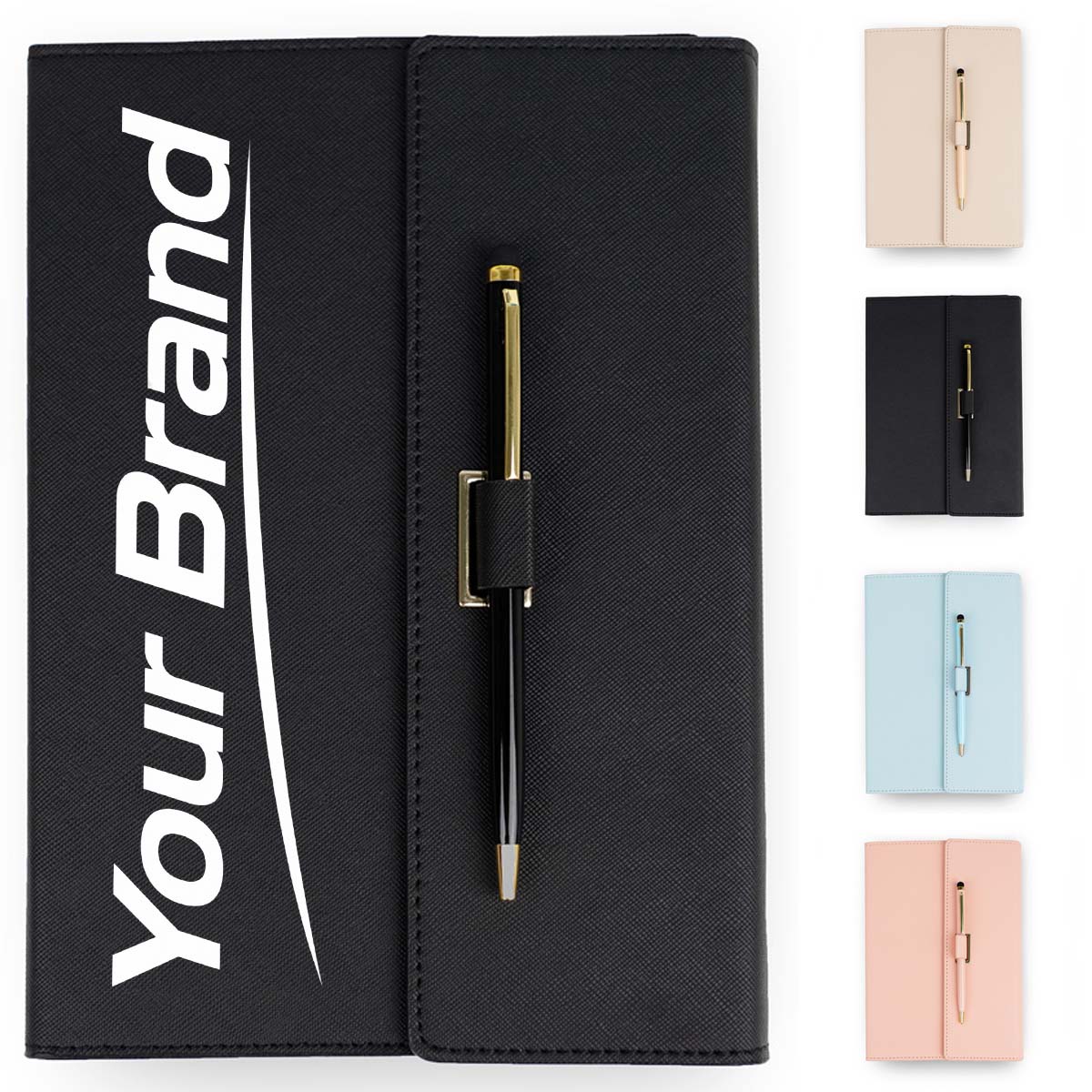 A5 PU Leather Portfolio Notebook with Pen Holder