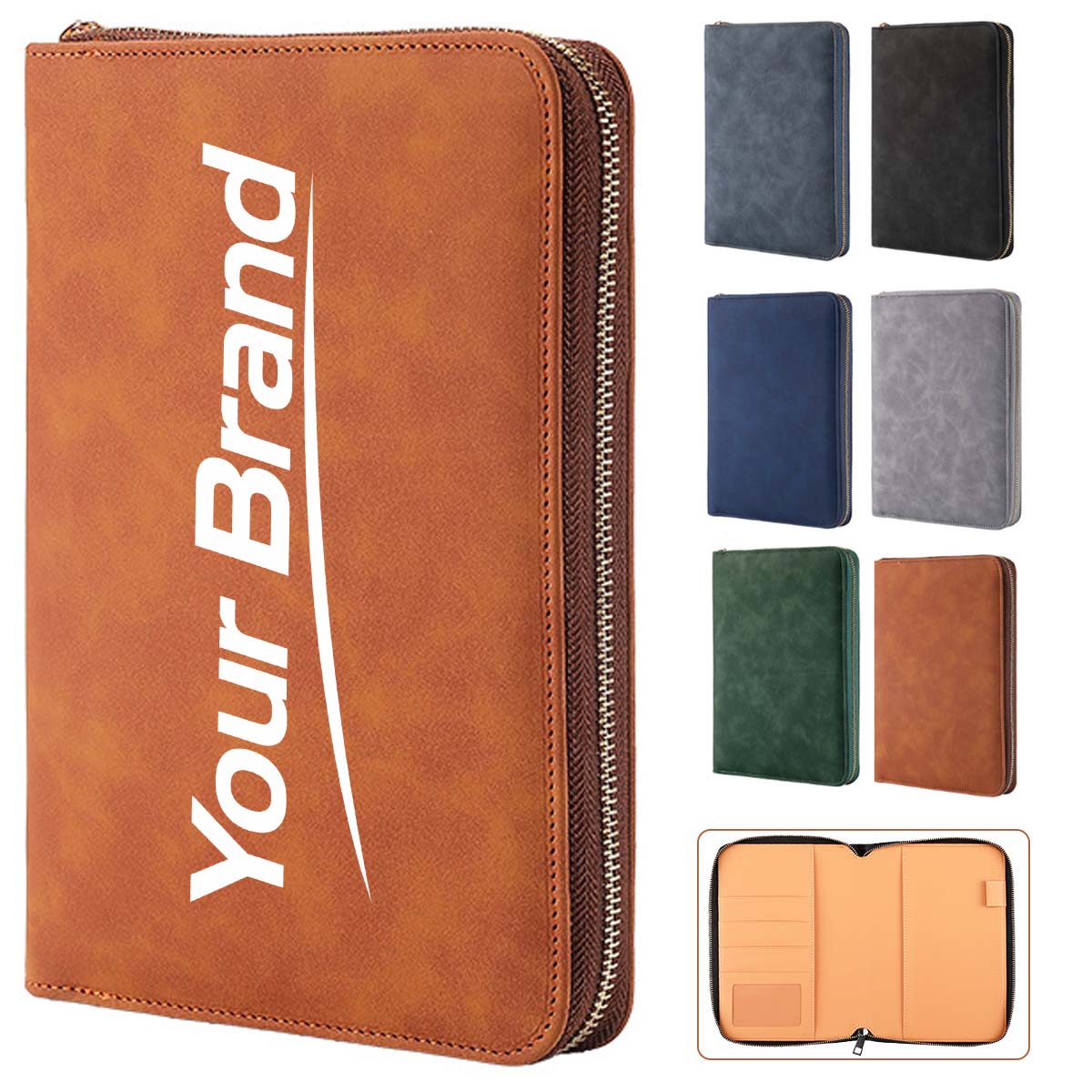 A5 PU Leather Zippered Portfolio with Binder Organizer