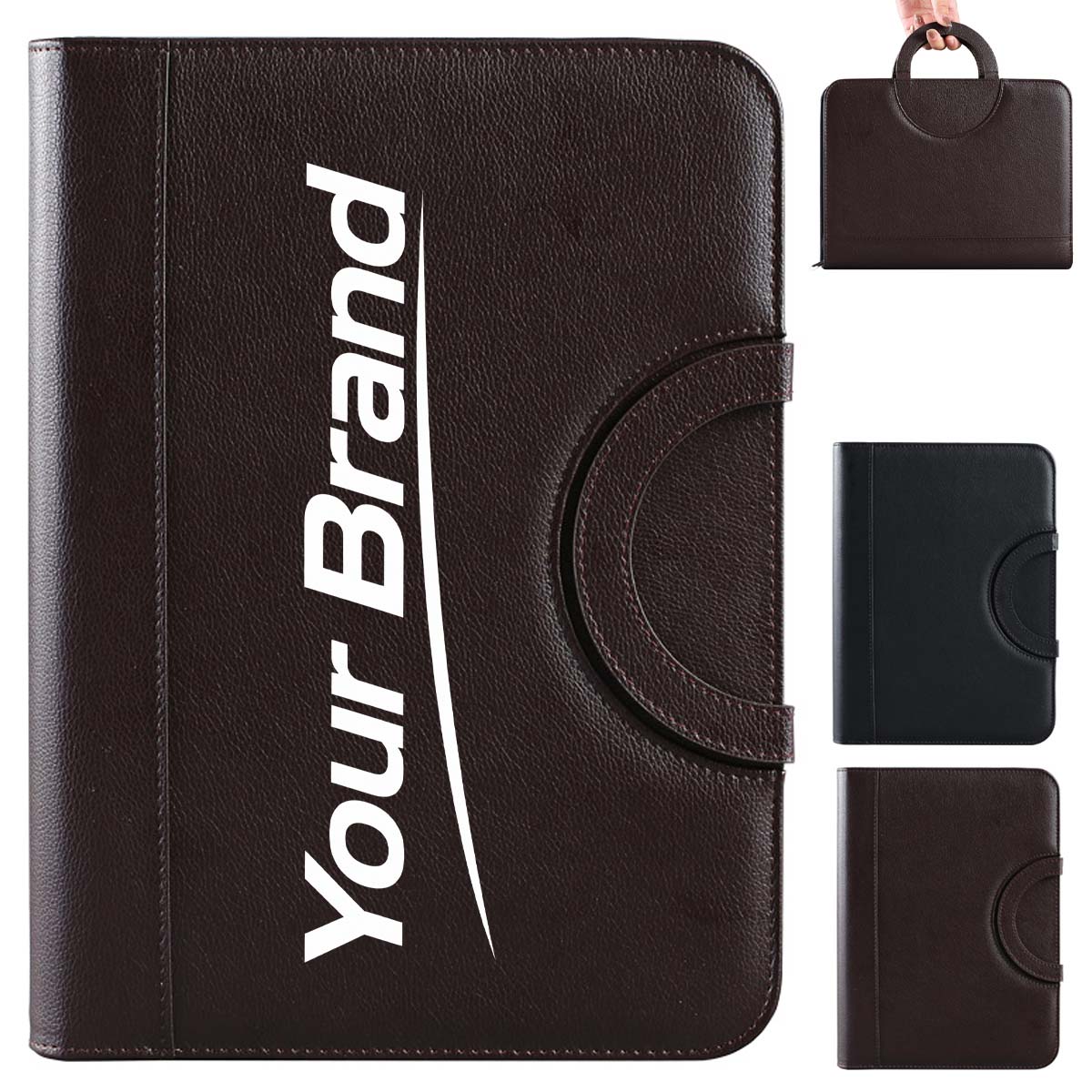 A4 PU Leather Zipper Portfolio with Handle and Calculator