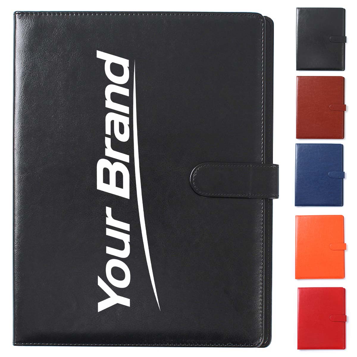 A4 PU Leather Magnetic Folder with Notepad and Pen Slot