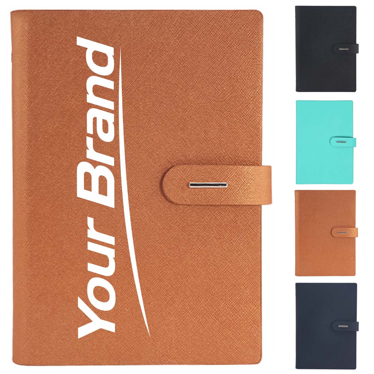 A5 PU Leather 6-Ring Binder Notebook with Card Slots