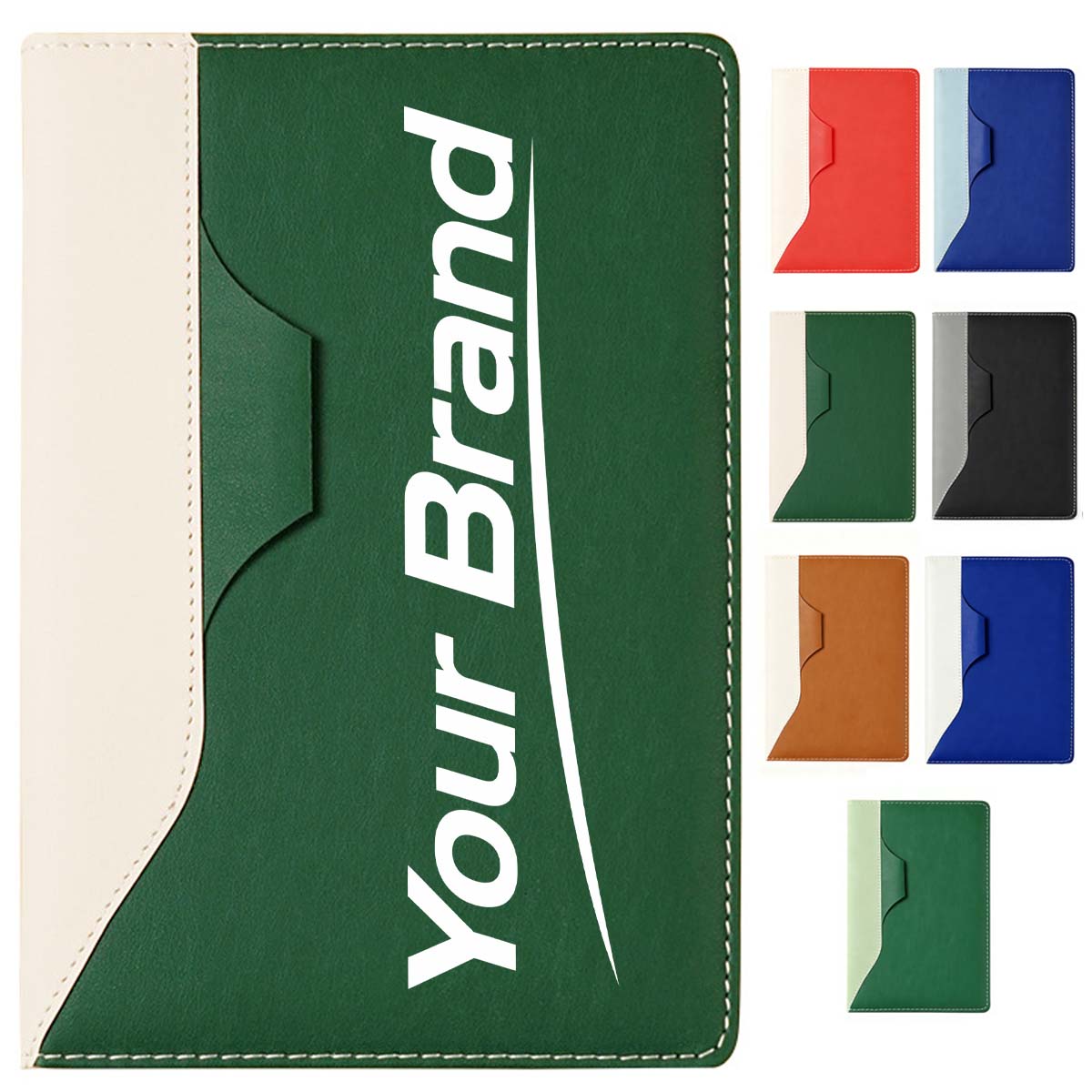 A5 PU Leather Notebook with Pen Slot and Two-Tone Design
