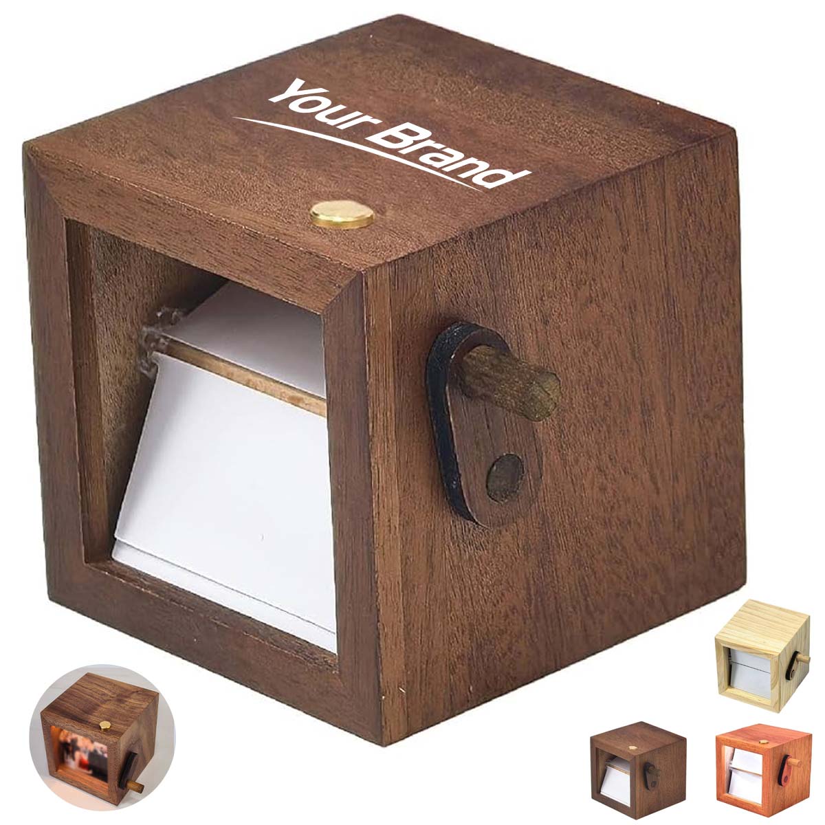 Wooden Hand-Crank Flip Album Light Box