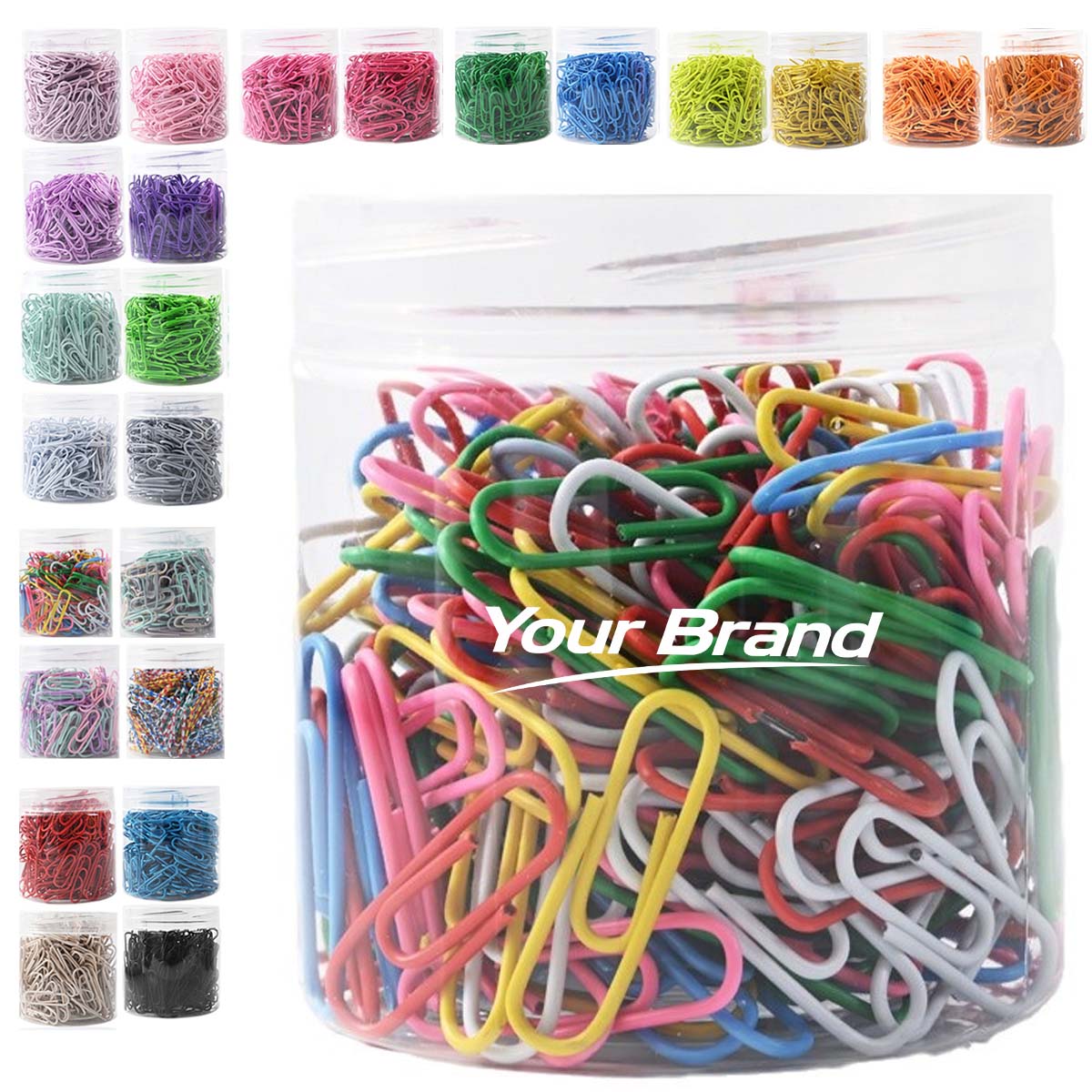 Color Coated Paper Clips Set in Jar