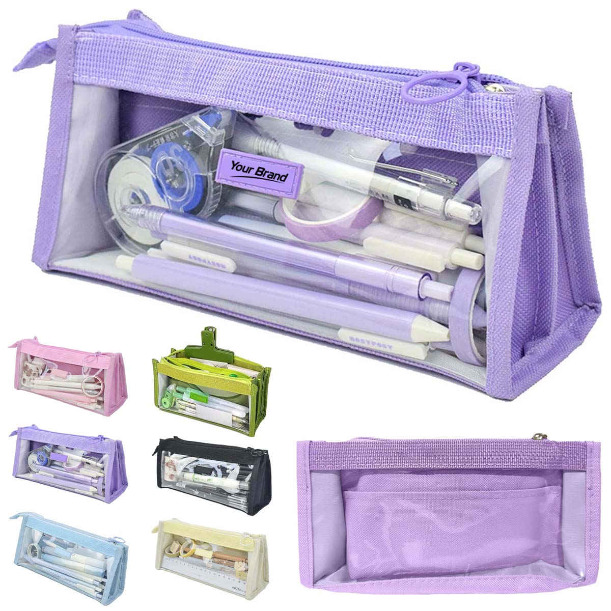 Large Capacity Transparent Pencil Case with Zipper