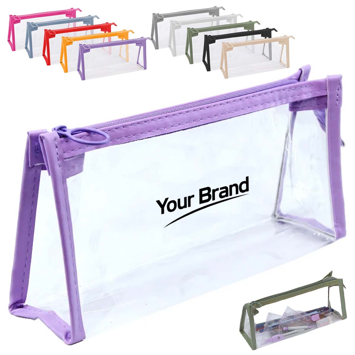 Large Capacity Clear PVC Pencil Case with Zipper