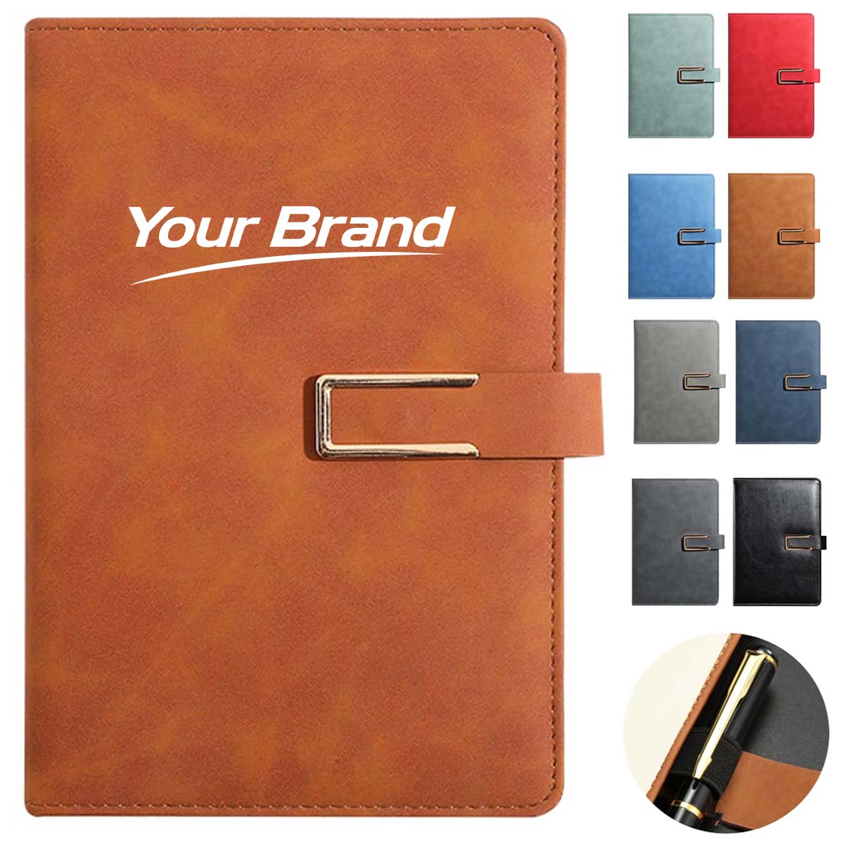 A5 Business Leather Notebook with Buckle Closure