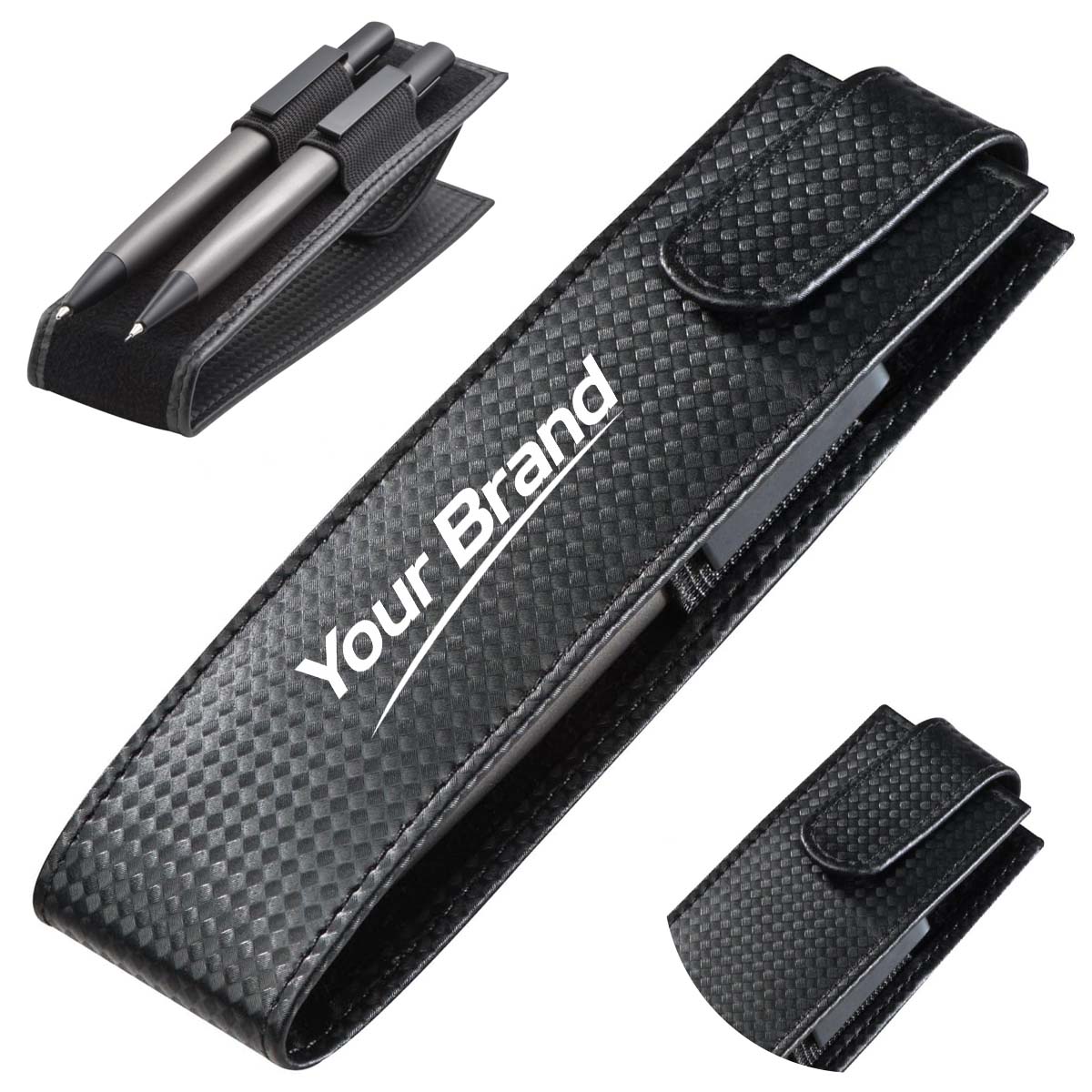 PU Leather Pen Case w/ Snap Closure for Pen Protection