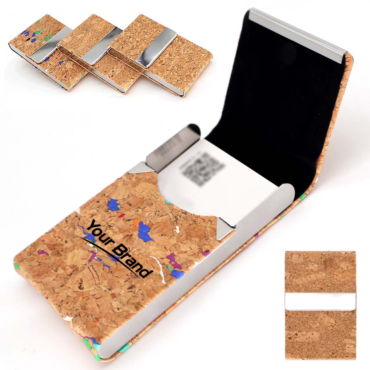 Cork Business Card Holder with Metal Clip