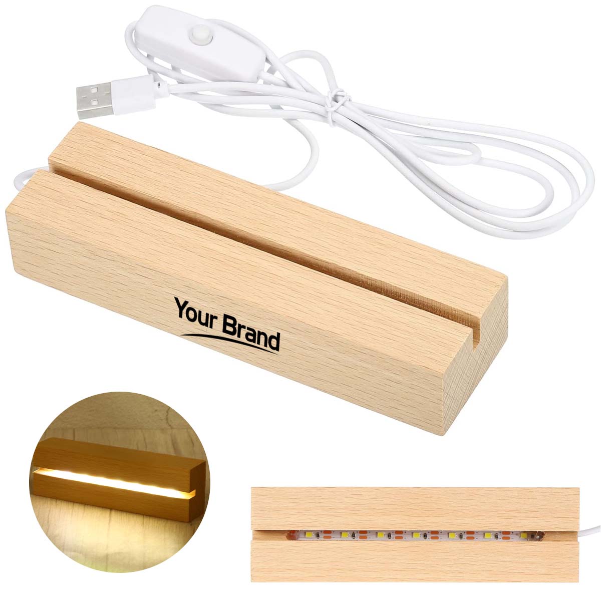 LED Acrylic Writing Board with Bamboo Base