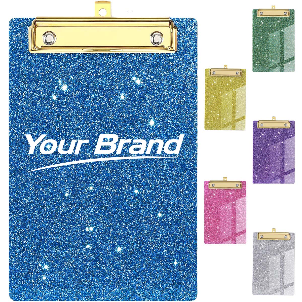 Glitter Acrylic Clipboard With Metallic Paper Clip