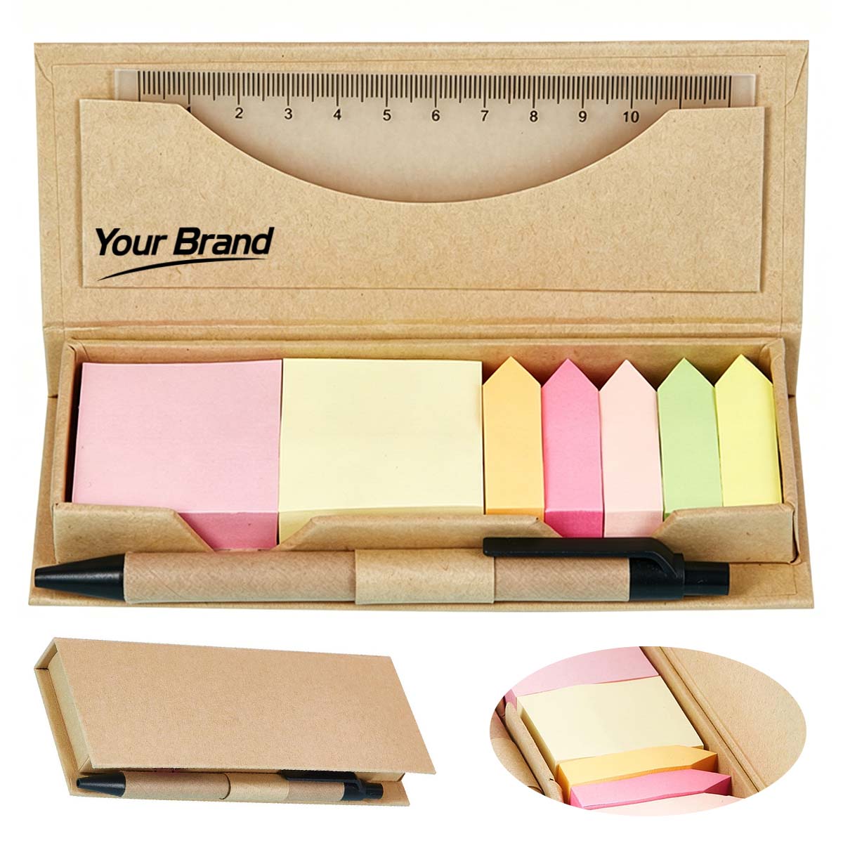 Multifunction Sticky Note Organizer Set With Ruler