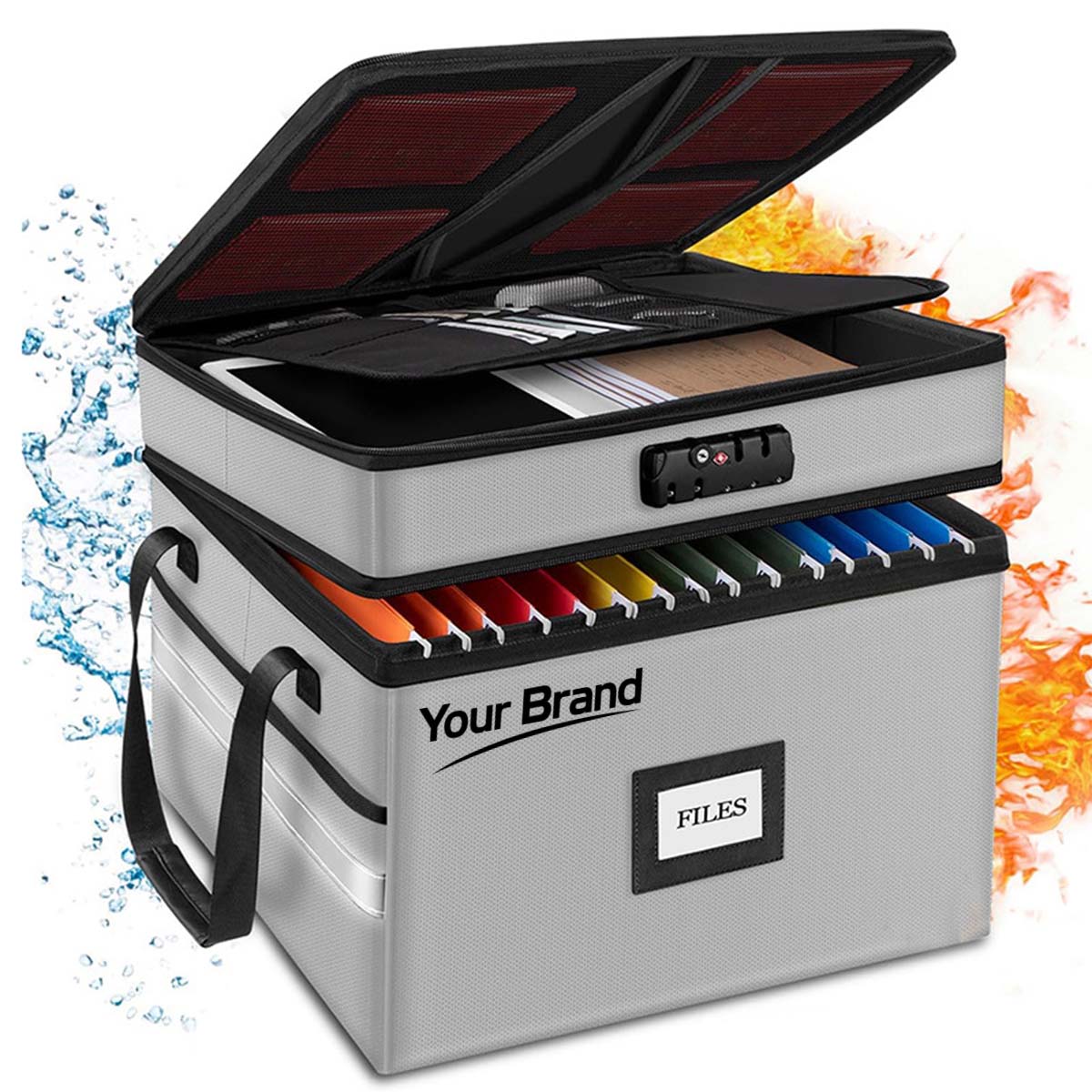 Fireproof Document Storage Box With TSA Lock Folders