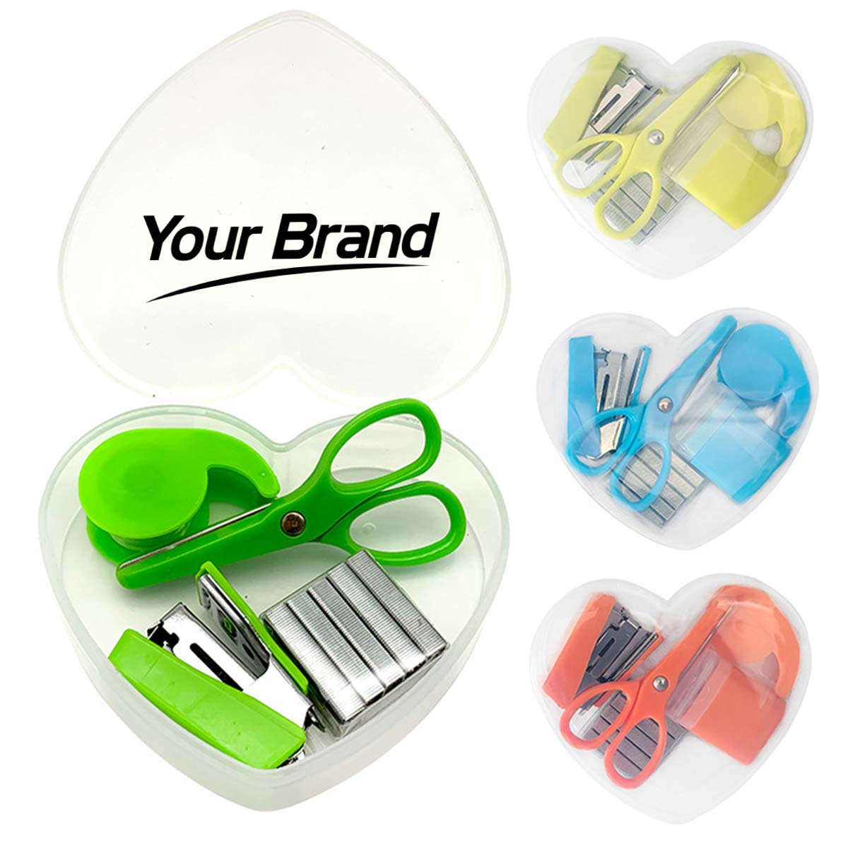 Heart Shape Mini Office Stationery Kit With Scissors