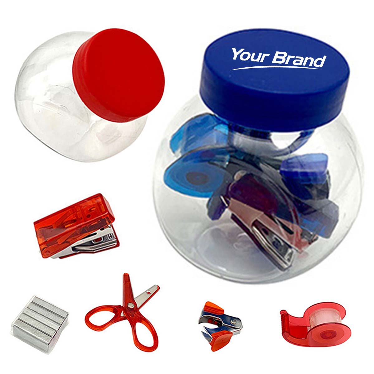 Mini Transparent Office Supply Jar With Stationery Set