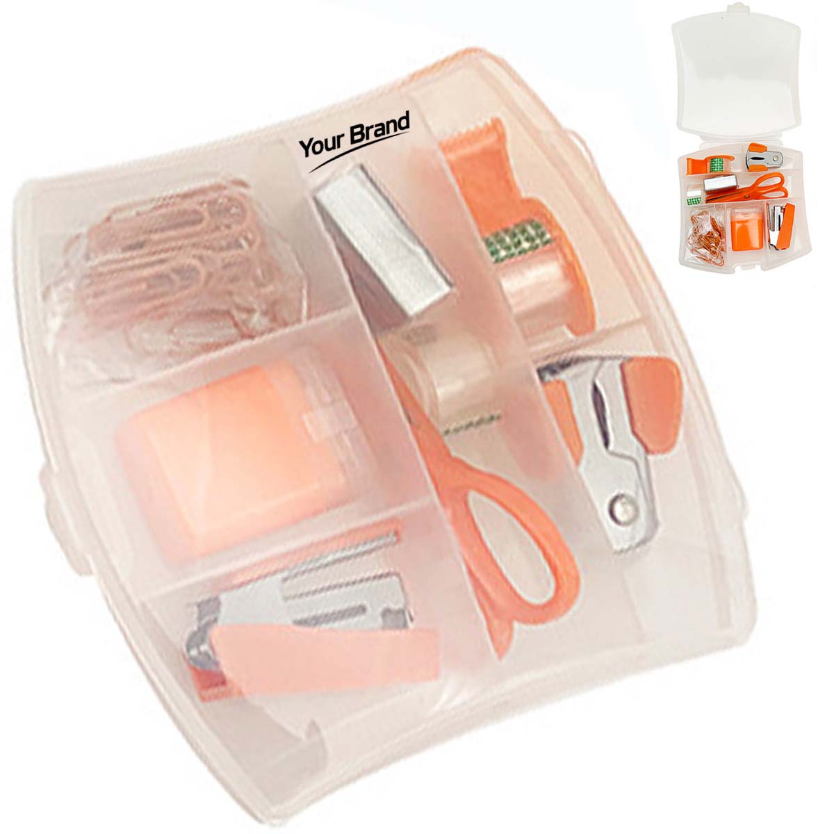 Portable Transparent Office Supply Organizer Kit With Tools