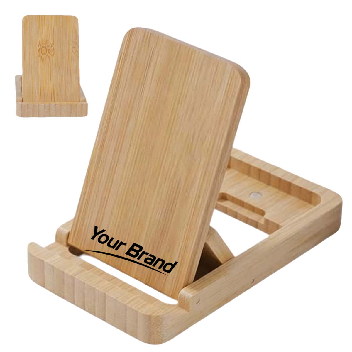 Foldable Bamboo Desktop Phone Stand