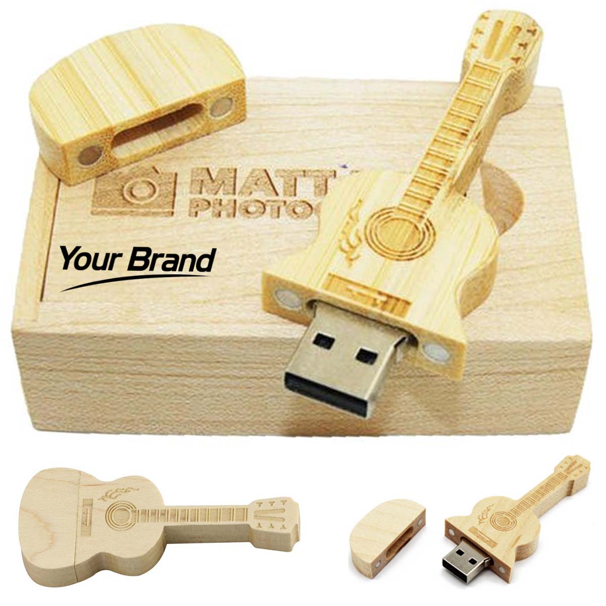 16GB Wooden Guitar USB Flash Drive Box Set