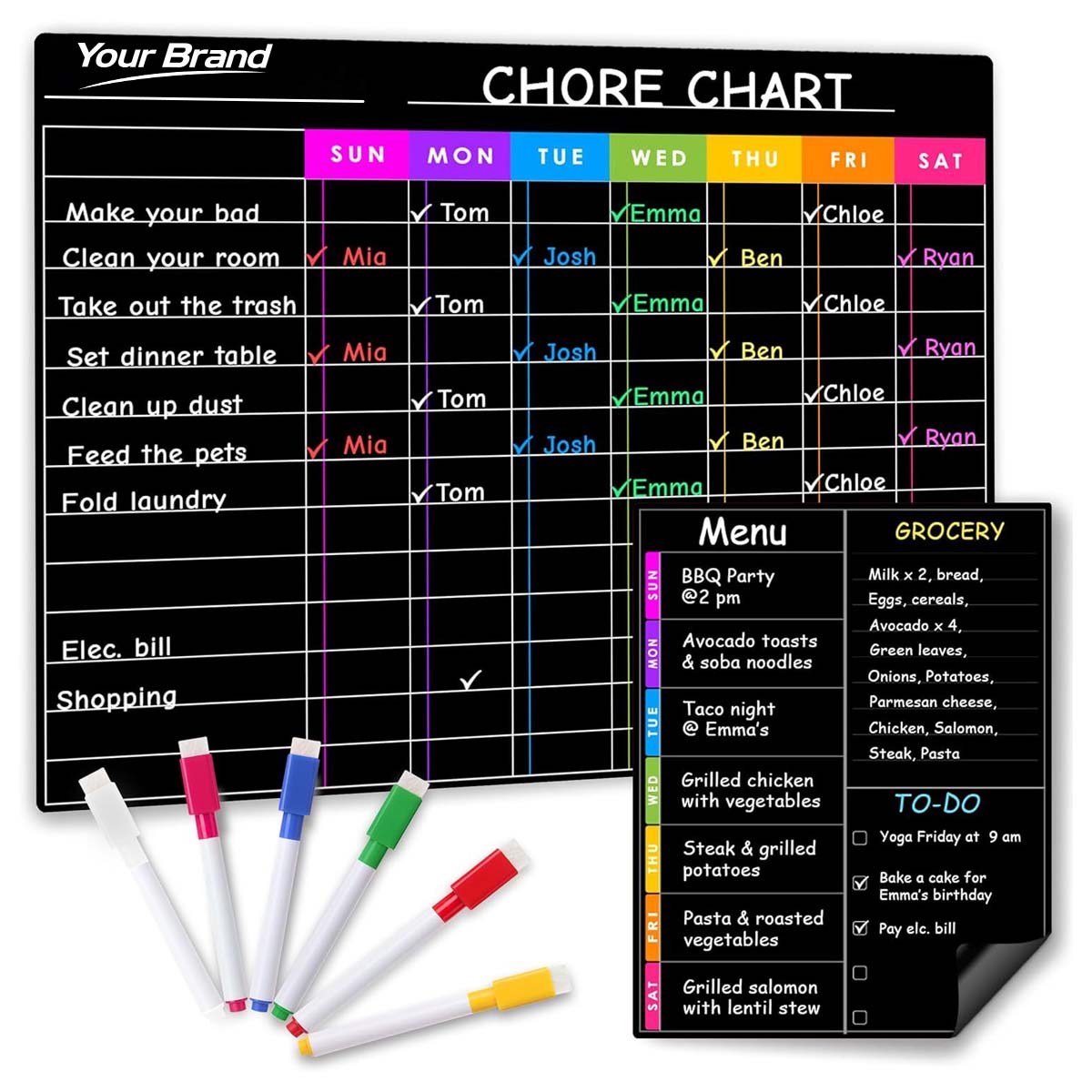 Magnetic Dry Erase Chore Chart Planner Board